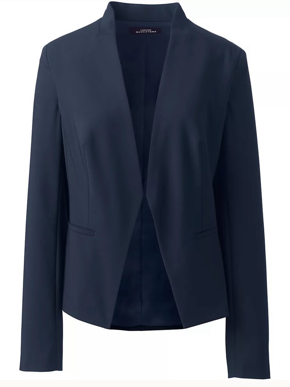 Land’s End Navy Open-Front Women's Washable Wool Blazer Jacket 2P
